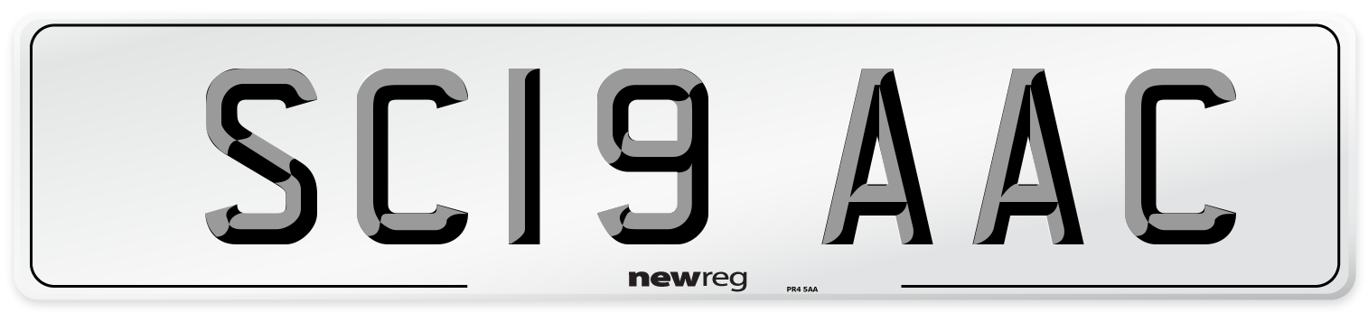 SC19 AAC Number Plate from New Reg